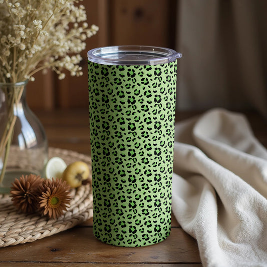 Stylish Green Leopard Print Insulated Tumbler Cup