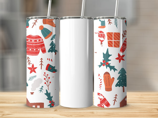 Festive Christmas Pattern Stainless Steel Tumbler