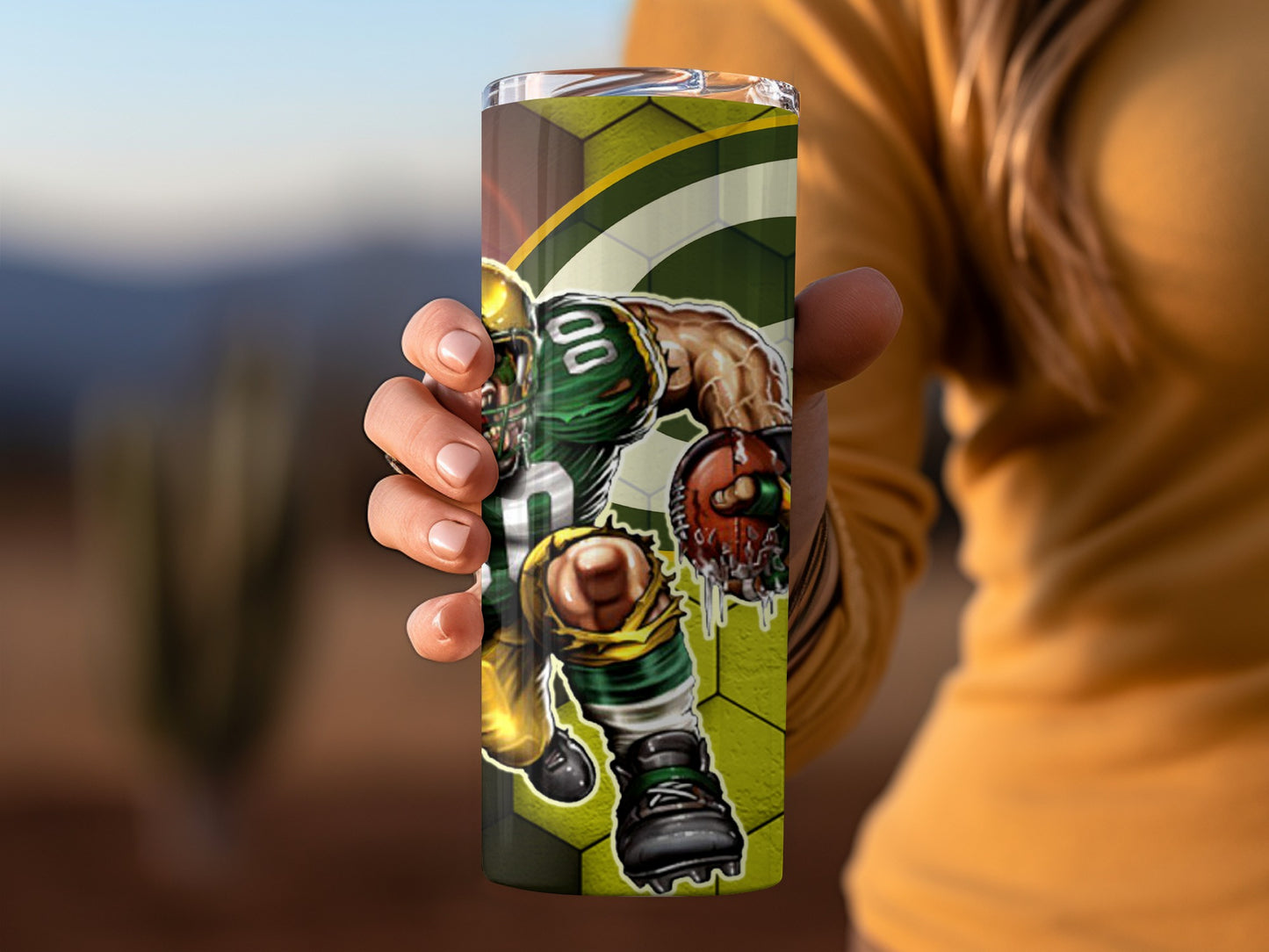 Green Bay Packers Football Player on Honeycomb Tumblers