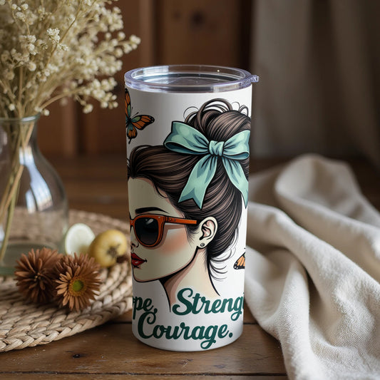 Inspirational Woman with Bow and Sunglasses Tumbler