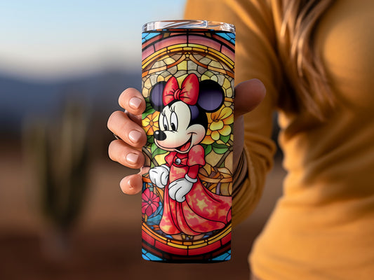 Stained Glass Minnie Mouse Art Tumbler Cup for Fans
