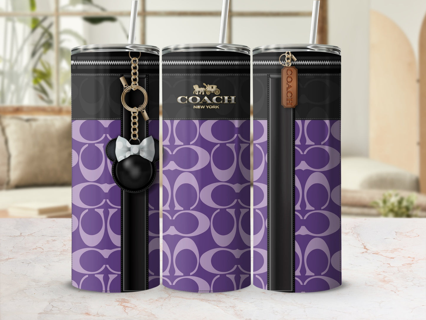 Coach New York Branded Purple Stainless Steel Tumbler