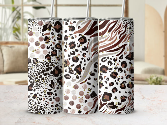 Wild Animal Print Travel Mug Set with Straw
