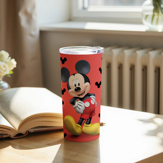 Mickey Mouse Red Tumbler with Black Ear Print Design