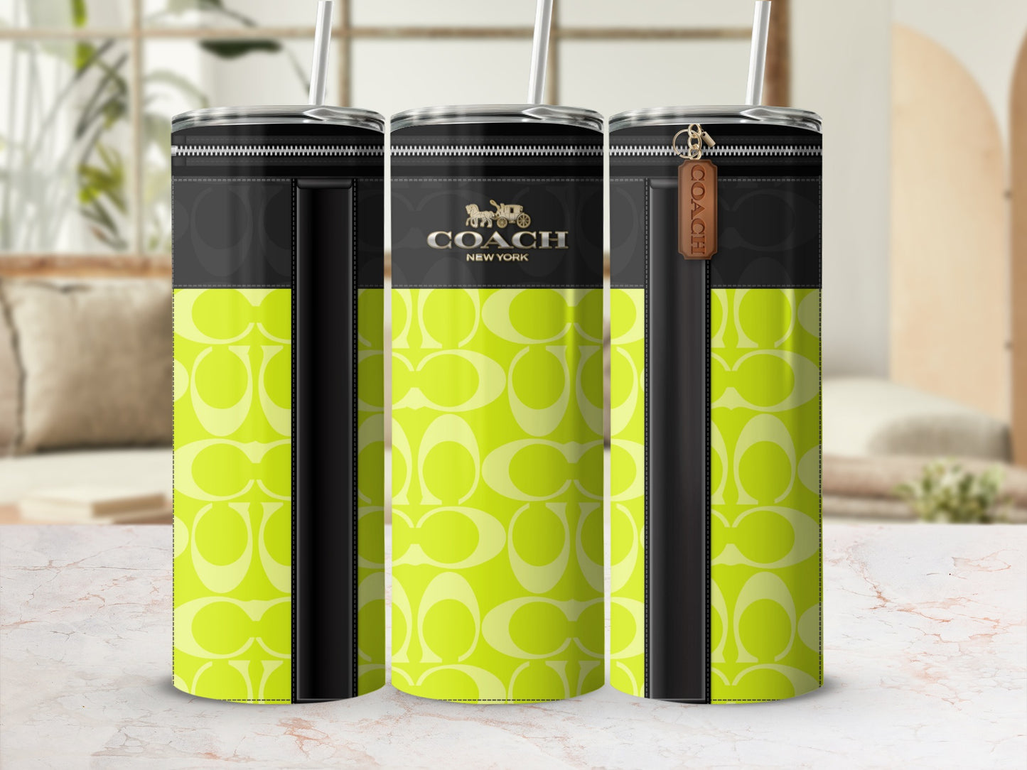 Stylish Coach New York Insulated Tumbler Cup with Straw