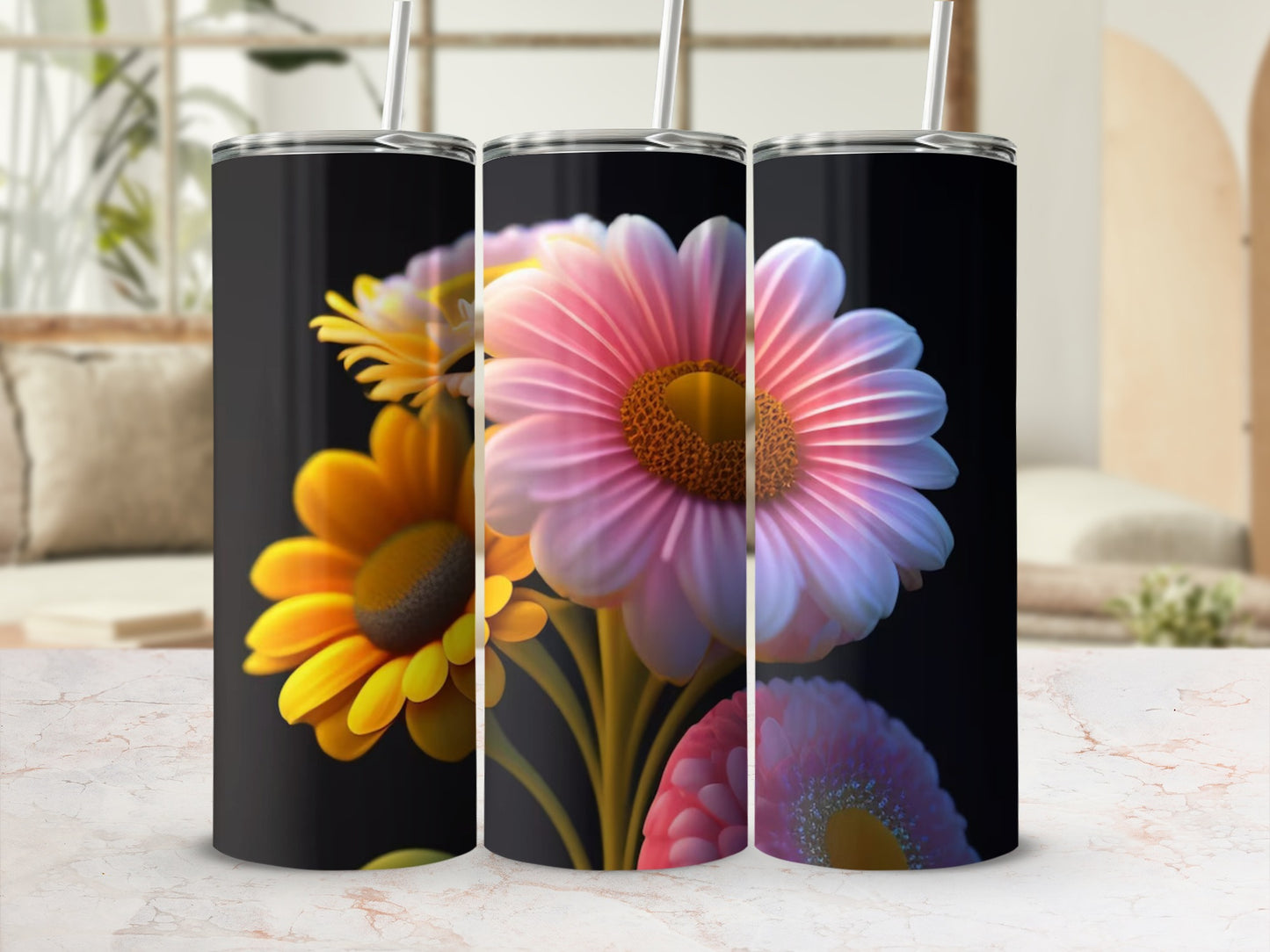 Beautiful Floral Tumbler with Colorful Flower Design