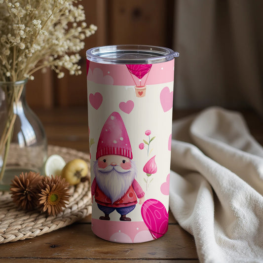 Cute Pink Gnome Hearts and Flowers Design Product