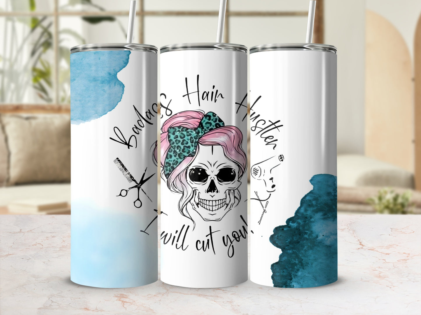 Badass Hair Hustler I Will Cut You Tumbler Product
