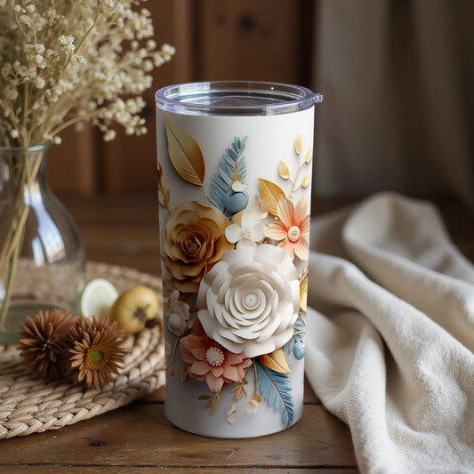 Elegant Floral Design Tumbler for Beverages