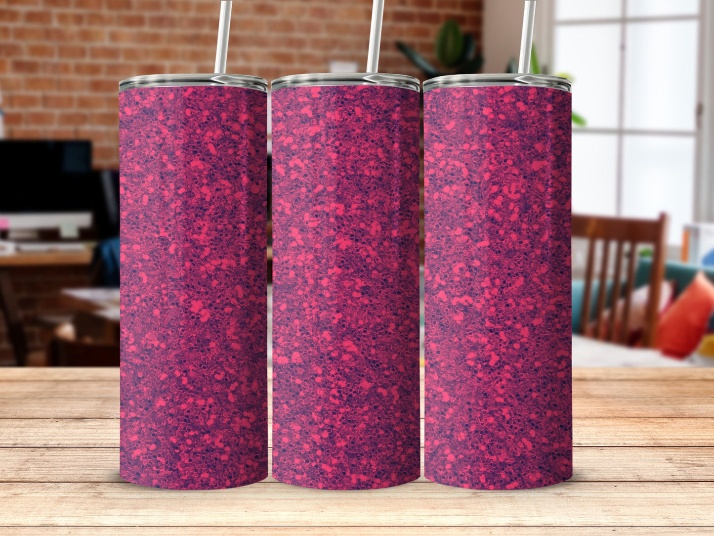 Vibrant Red Speckled Design Travel Tumbler