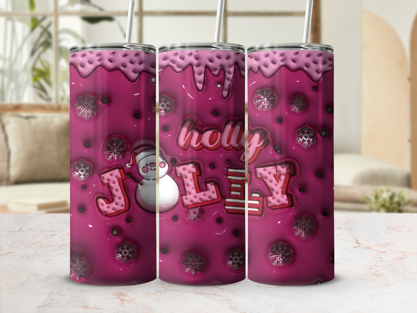 Holly Jolly Snowman Purple Tumbler Christmas Gift