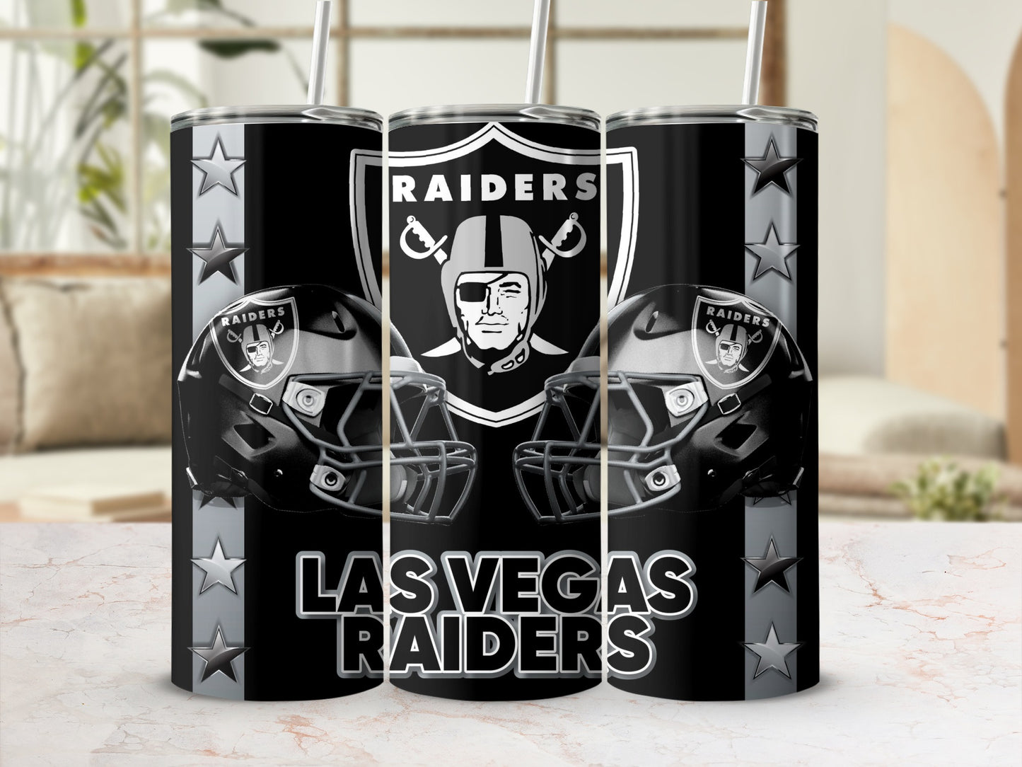 Las Vegas Raiders Football Helmets Team Logo Star Tumblers