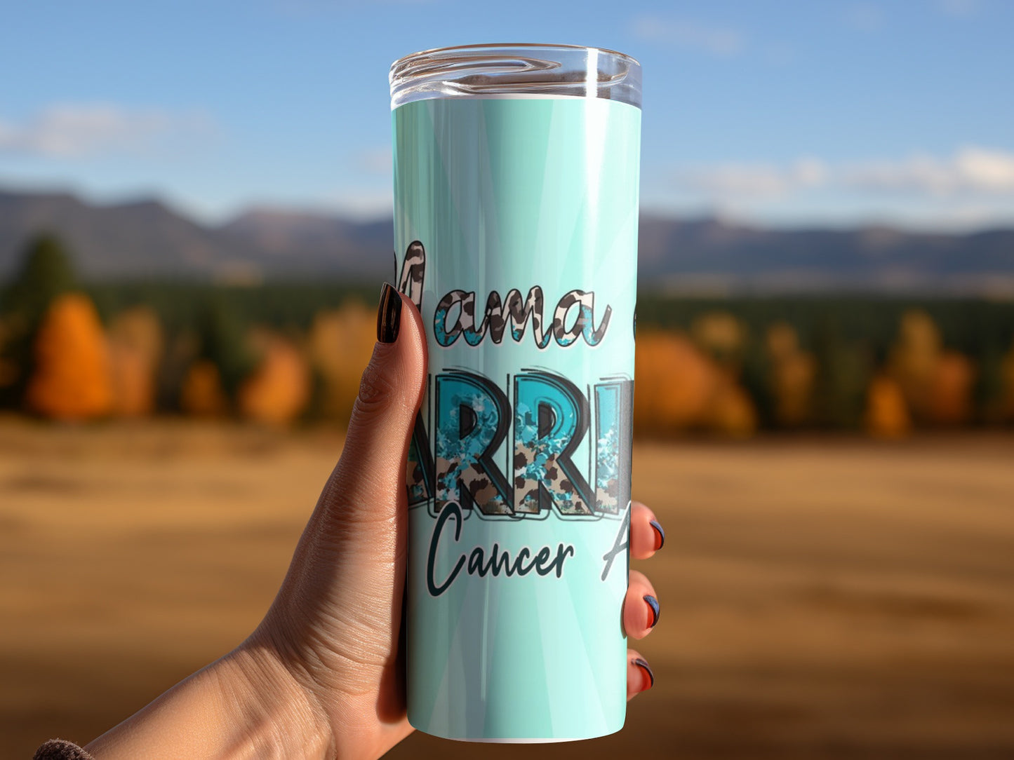 Mama Warrior Cancer Awareness Tumbler Cup