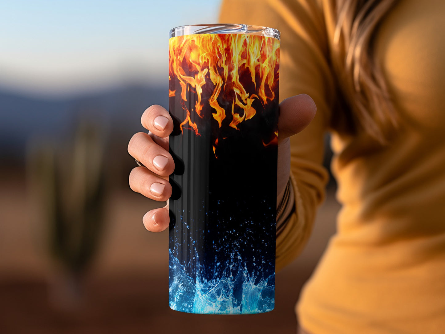 Fire And Water Flames Versus Splashes Photo Tumblers