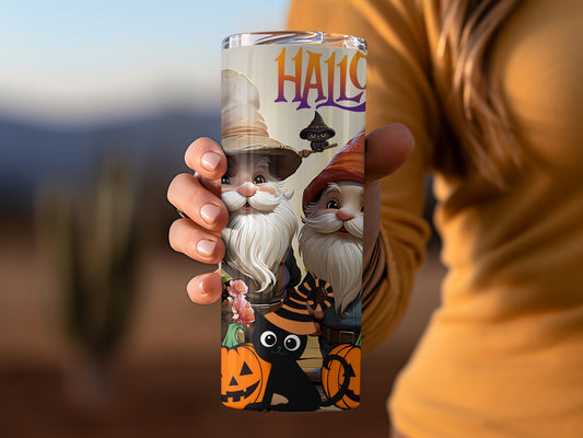 Halloween Gnome Witch Pumpkin Cat Tumbler Cup