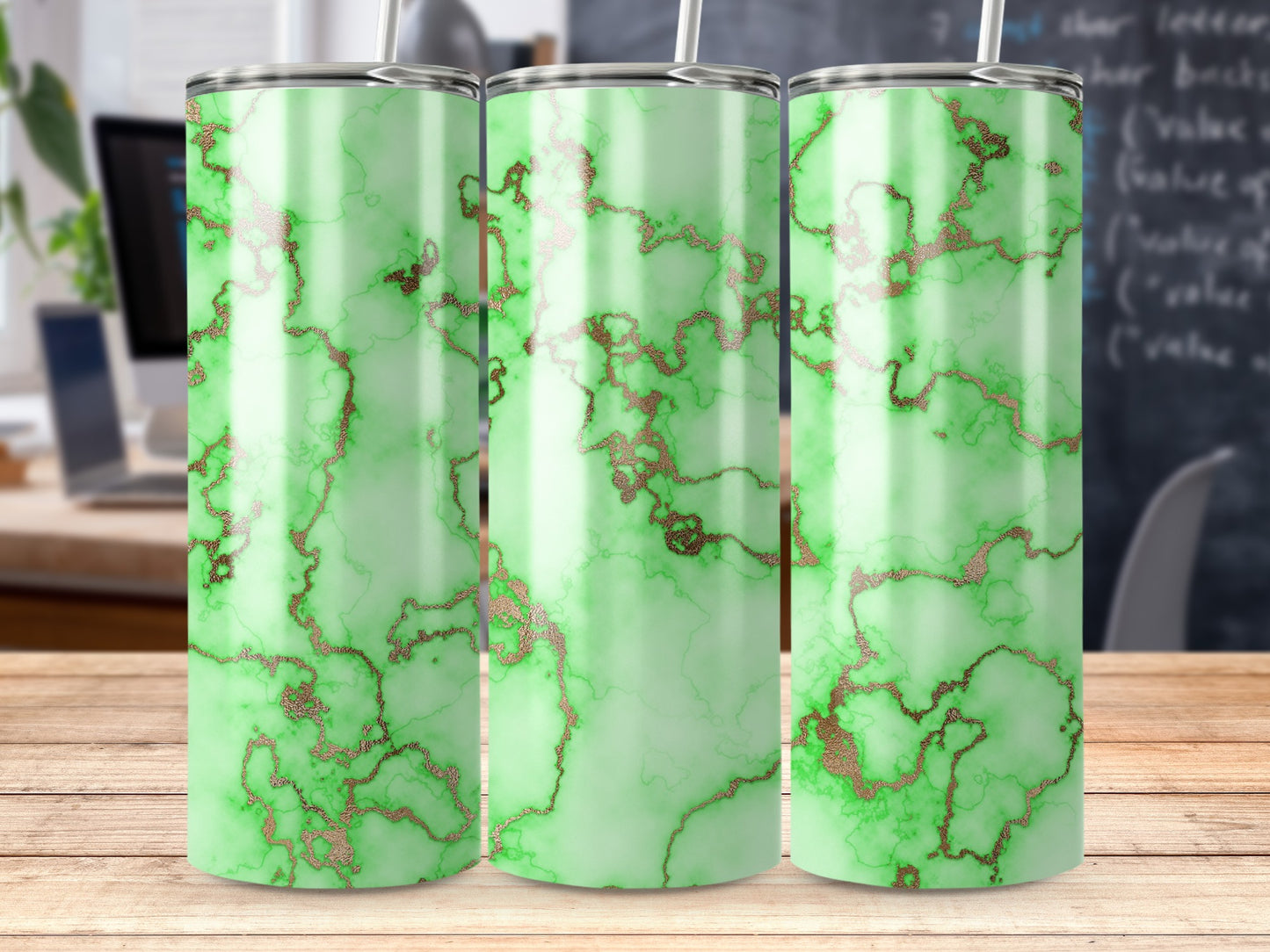 Lush Green Rose Gold Veins Marble Pattern Tumbler product type
