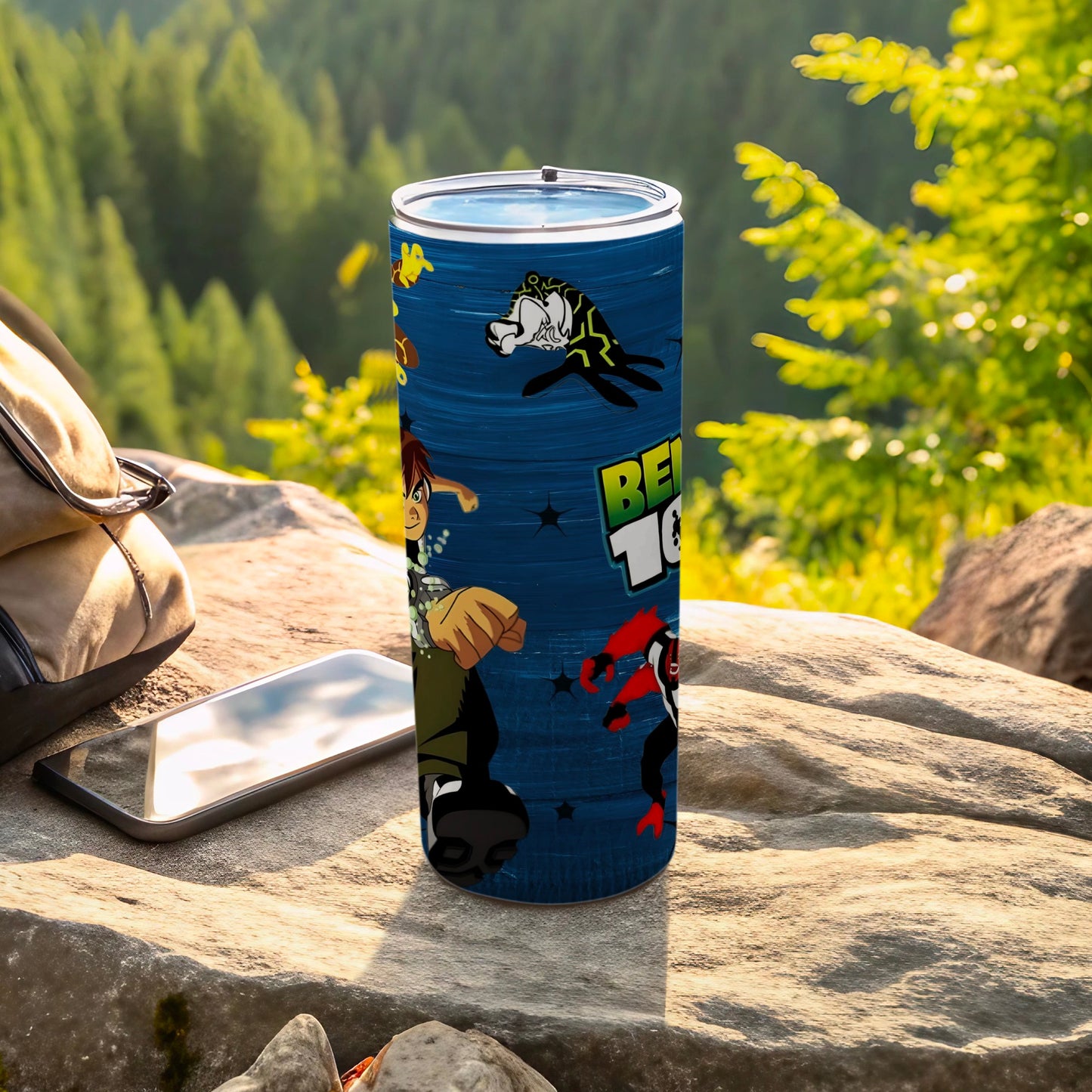 Ben 10 themed vibrant travel tumbler with characters