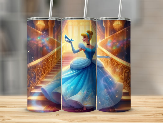 Enchanting Cinderella Illustration Travel Tumbler Cup