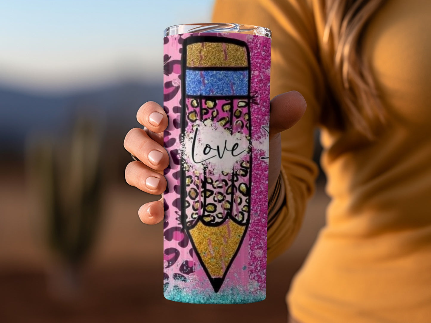 Teach Love Inspire Pencil Theme Colorful Print Tumblers