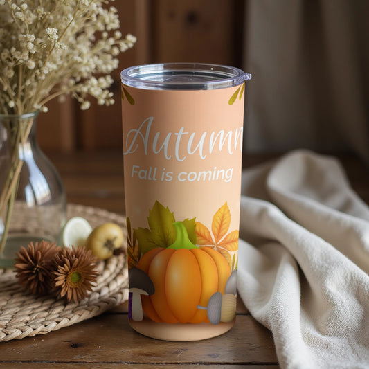 Autumn Fall is Coming Pumpkin Leaves Travel Mug