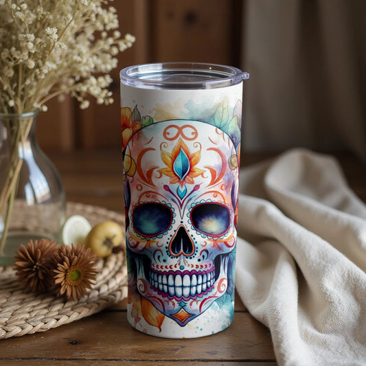 Colorful Skull Art Insulated Travel Tumbler Product