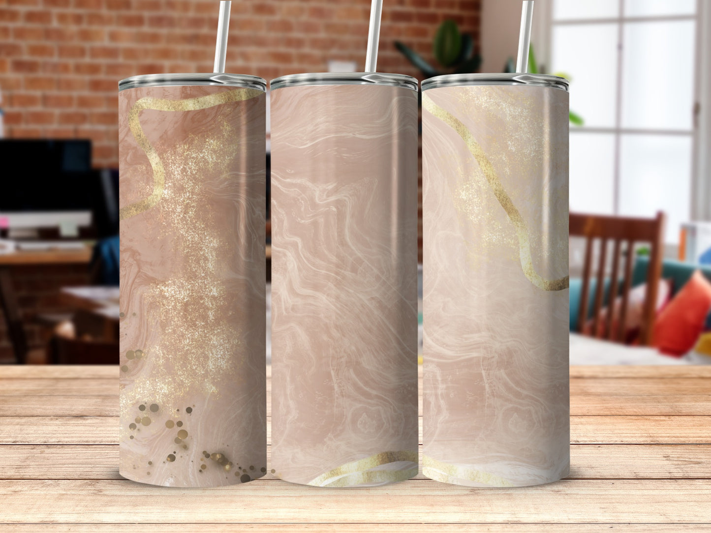 Elegant Marble Design Travel Tumbler for Hot and Cold Drinks