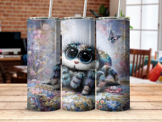 Cute Spider with Butterfly Art Design Tumbler