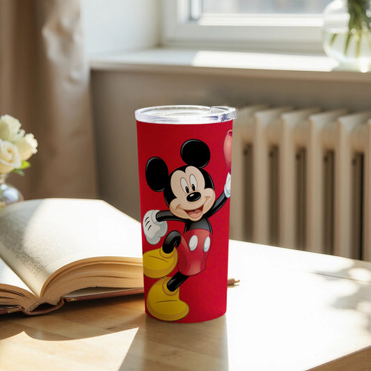 Mickey Mouse Tumbler with Bright Red Background Design
