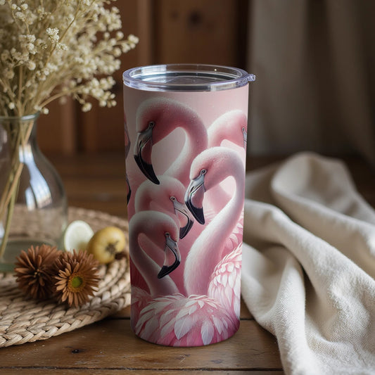 Elegant Pink Flamingo Design Insulated Travel Tumbler