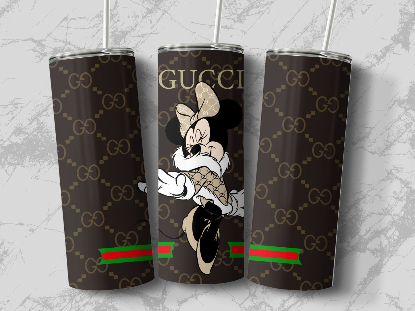 Minnie Mouse Gucci Design Tumbler with Straw