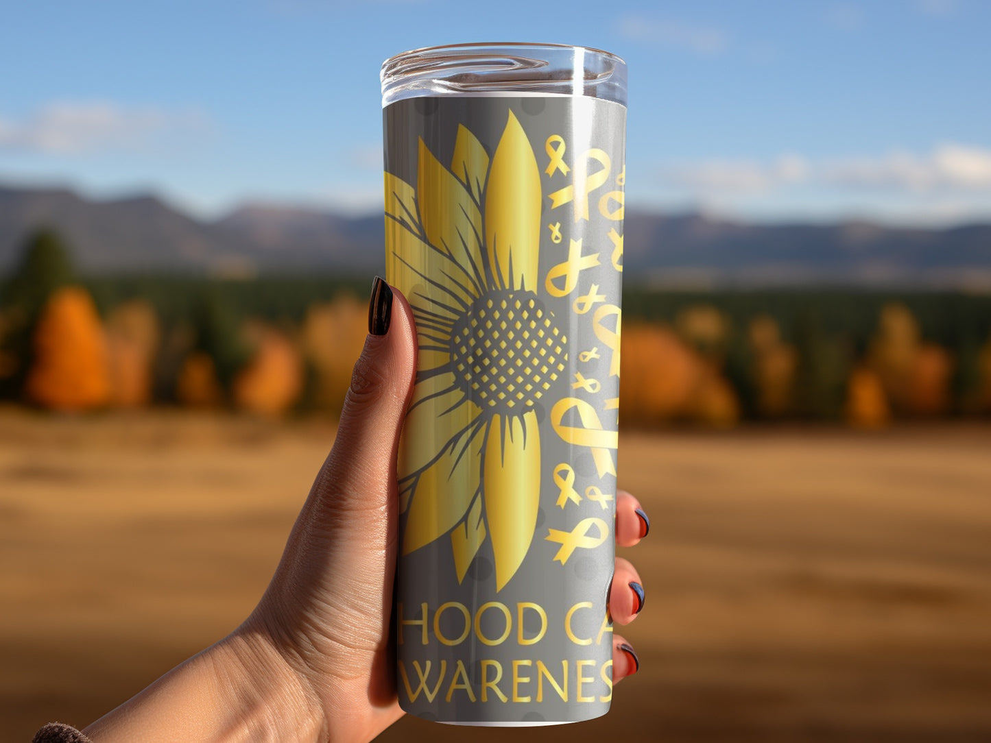 Childhood Cancer Awareness Sunflower Tumbler