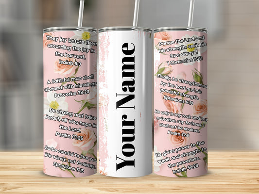 Inspirational Bible Verses Tumbler with Floral Design