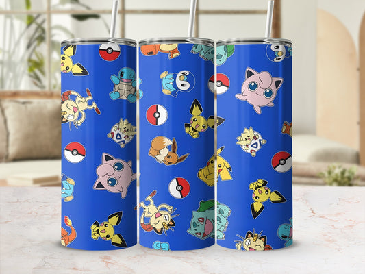 Fun Blue Pokémon Characters Insulated Tumbler Flask
