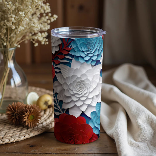 Floral Patterned Insulated Tumbler for Hot or Cold Drinks