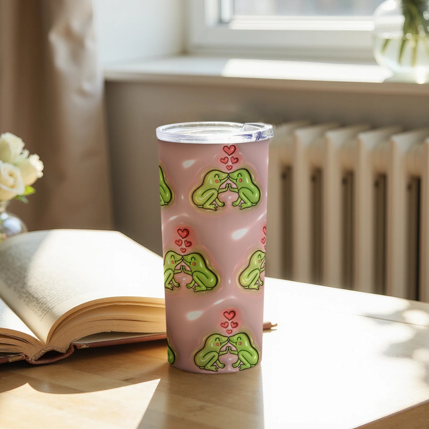 Kissing frogs with hearts pattern Tumbler product