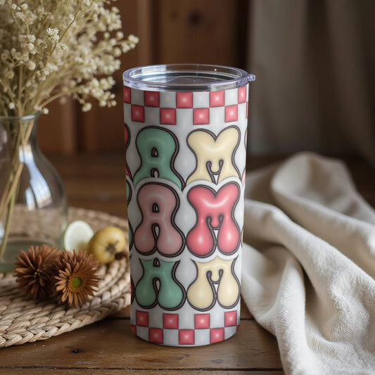 Colorful Retro Letters Graphic Tumbler Design