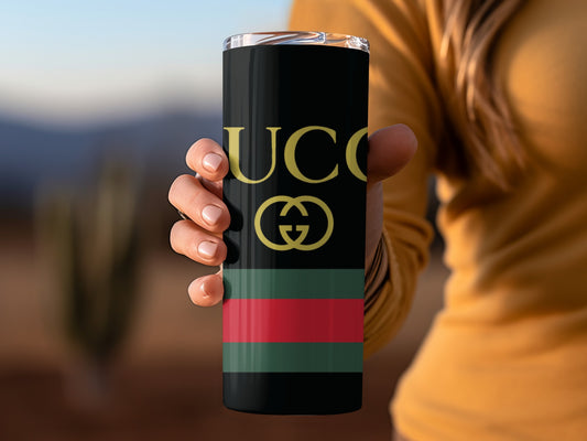 Stylish Black Red and Green Striped Insulated Tumbler