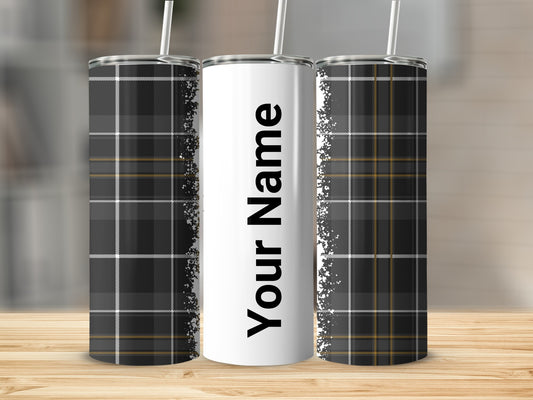 Customizable Plaid Design Tumbler for Any Occasion