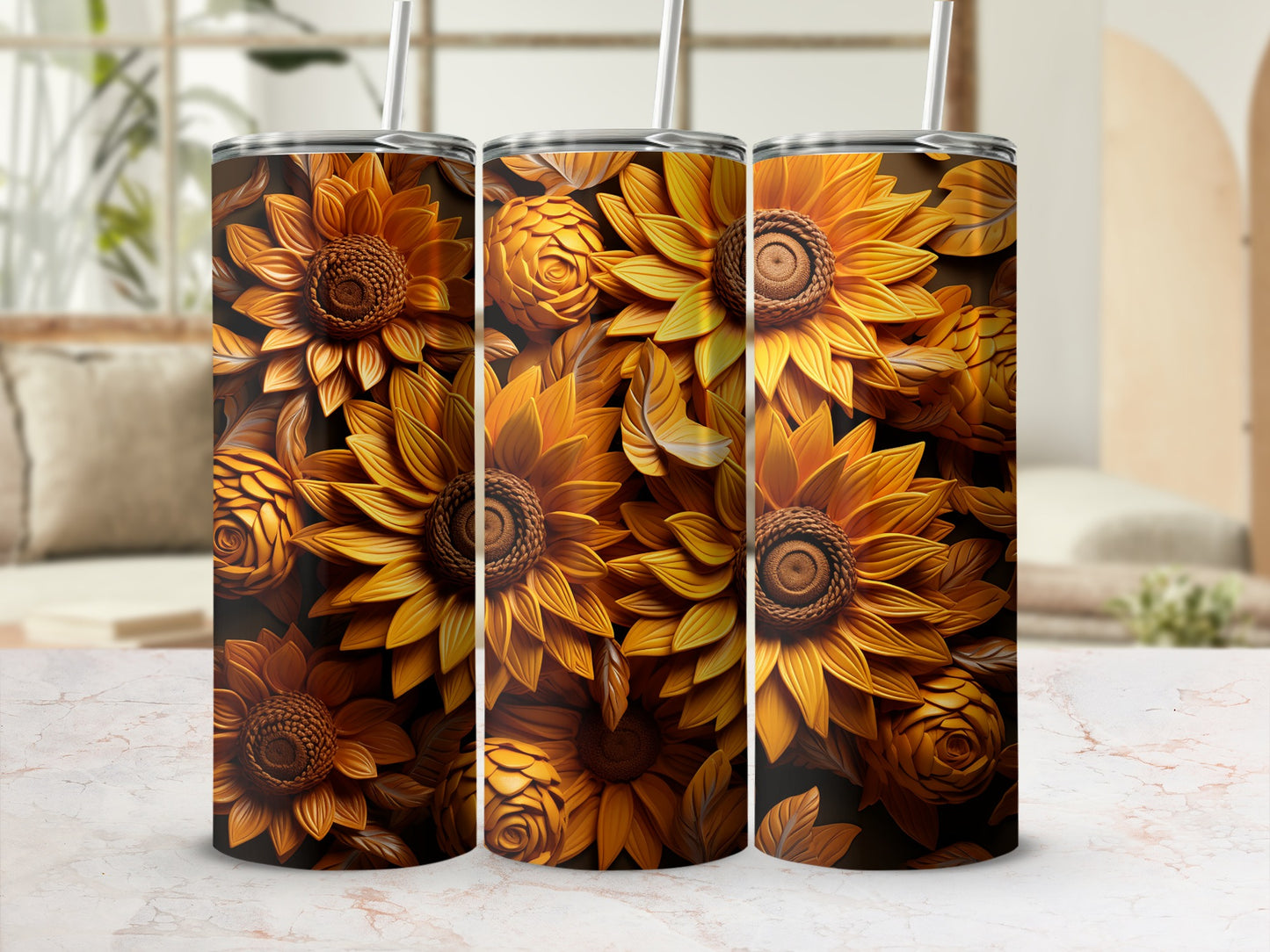 Sunflower Floral Design Tumbler Beautiful Artwork