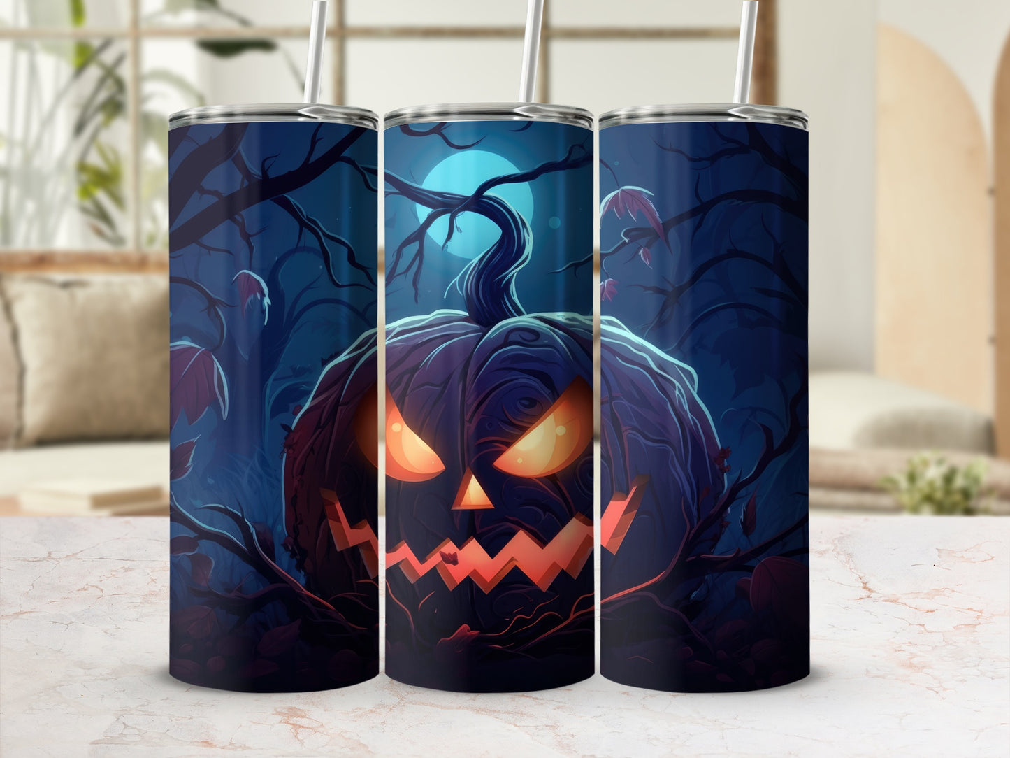Spooky Halloween Pumpkin Design Tumbler Product