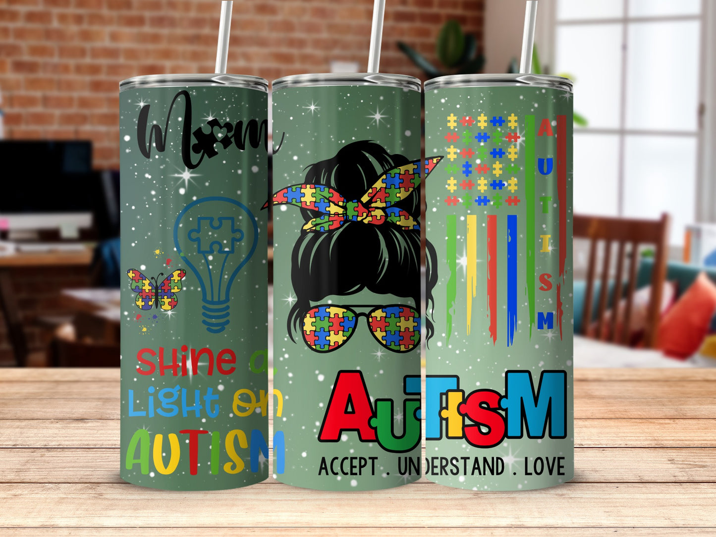 Shine Light On Autism Accept Understand Love Tumbler