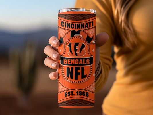 Cincinnati Bengals Est 1968 with NFL Logo Design Tumbler