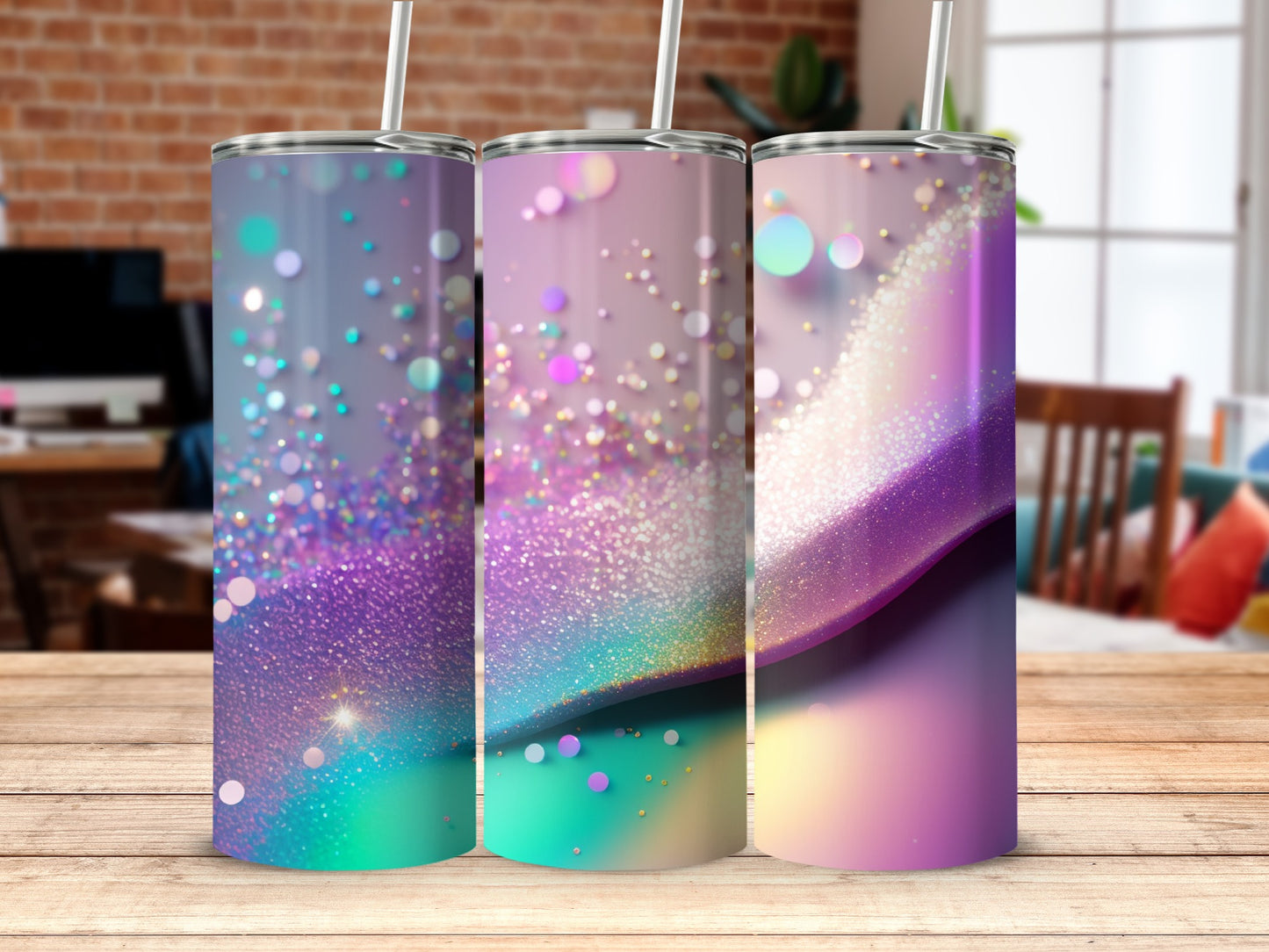 Shimmering Abstract Multicolor Pattern Tumbler