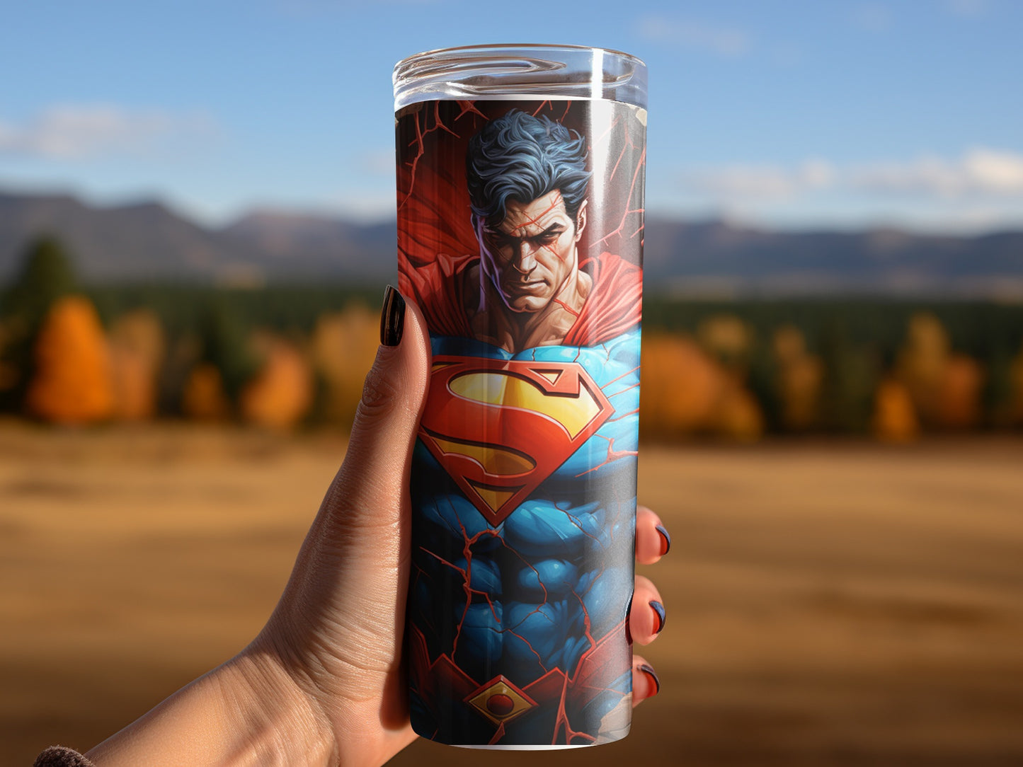 Superman Hero in Landscape Scenic Tumbler