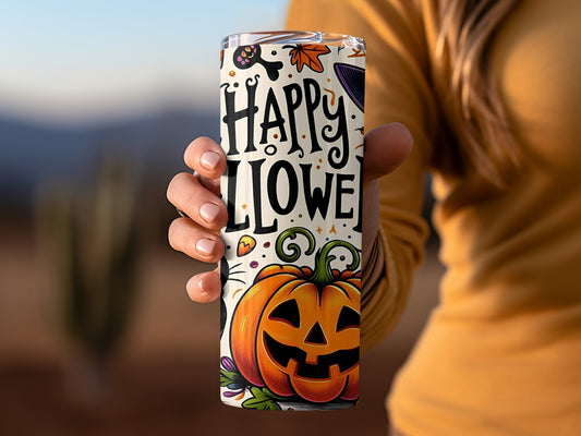 Festive Happy Halloween Pumpkin Tumbler for Fall