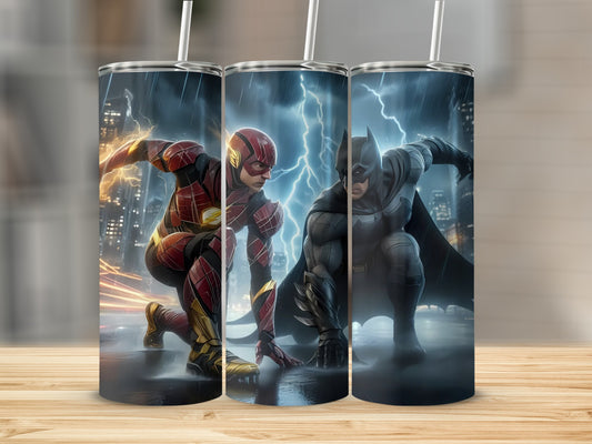 Superhero Themed Tumbler Cup with Straw for Fans