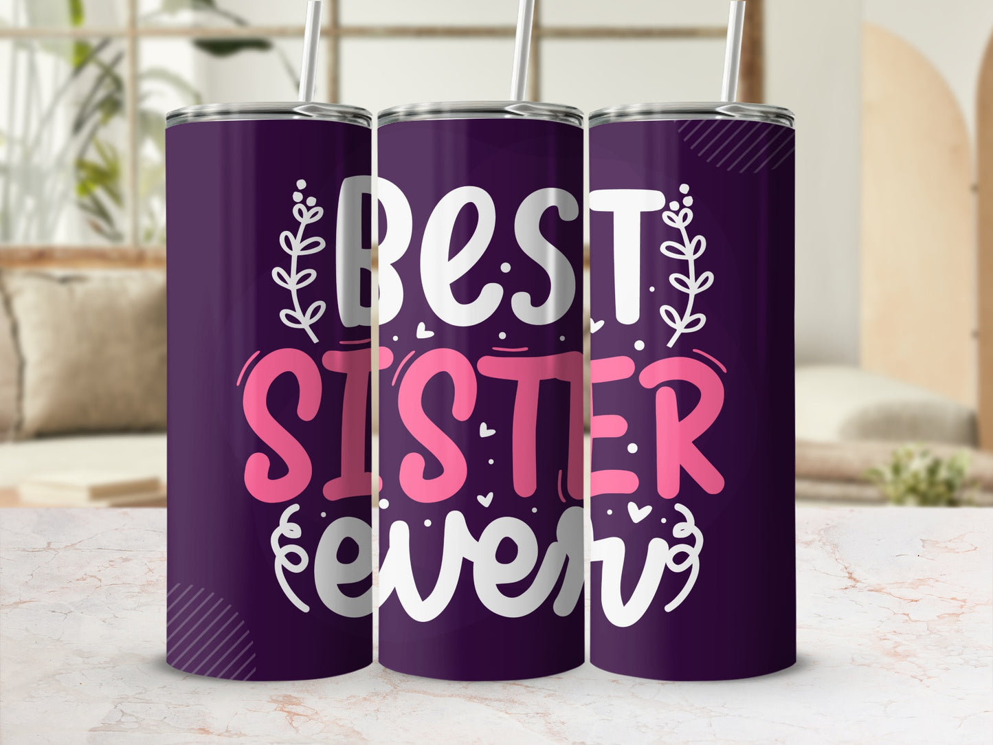 Best Sister Ever Floral Tumbler Design Keepsake Gift