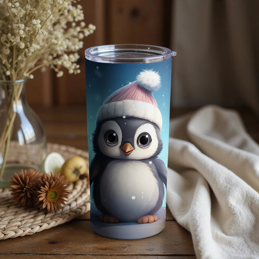 Cute Penguin in Winter Hat Insulated Mug