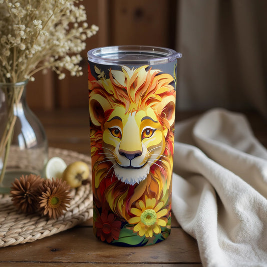 Colorful Lion Design Insulated Travel Mug