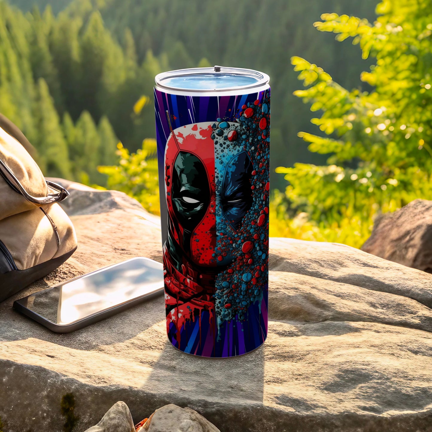 Dual Colored Deadpool Art Stainless Steel Tumbler